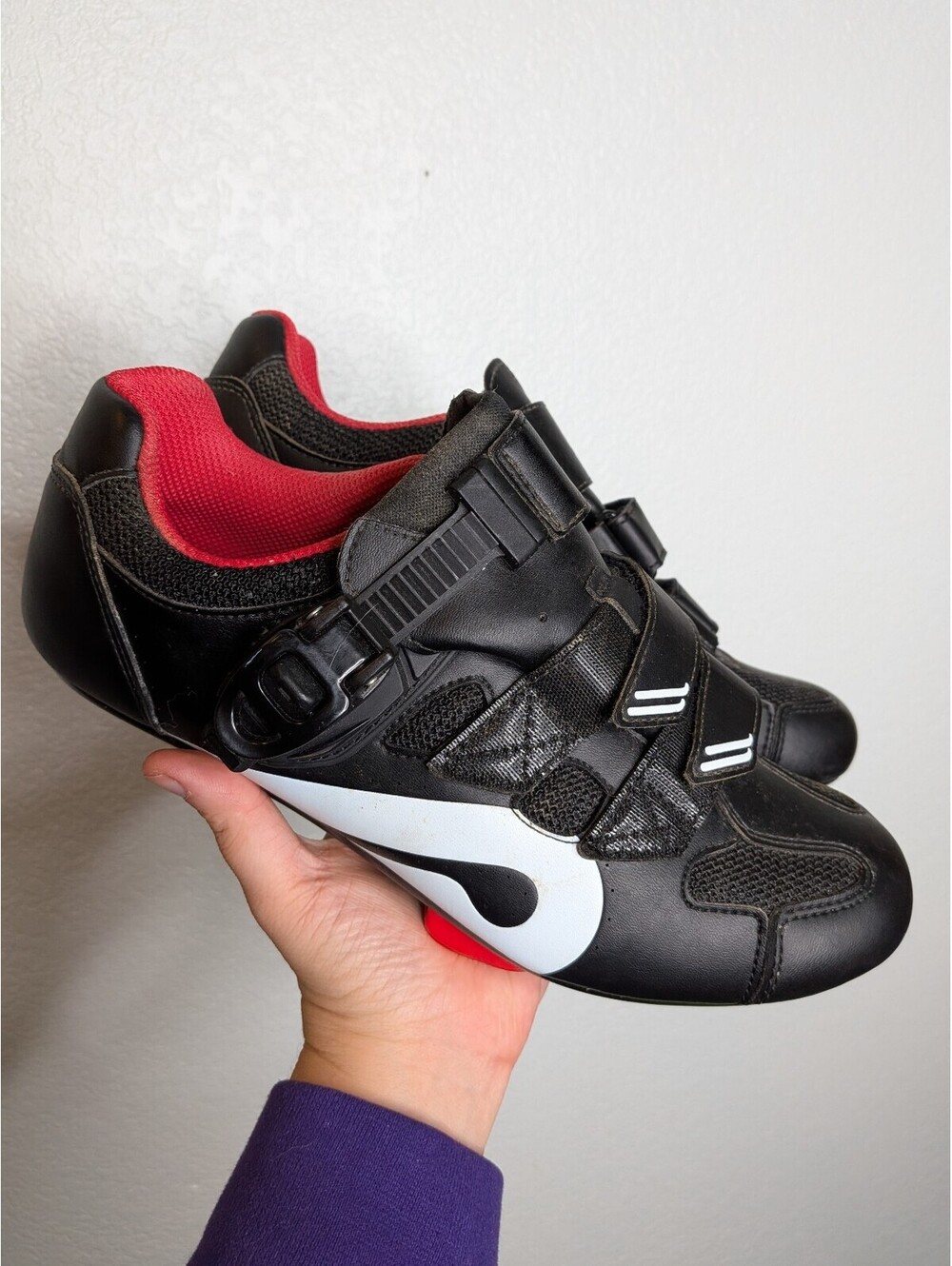 Peloton Cycling Shoes, Black Red White Womens 9 No Box